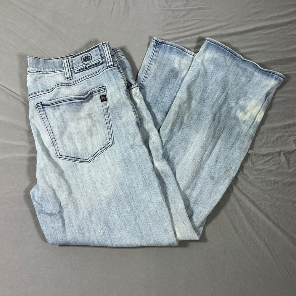 Rock & Republic Mens Light Wash Relaxed Straight Leg Jeans 38x30 Blue Denim